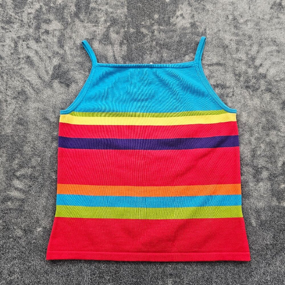 Ralph Lauren sweater Tank Top Womens size large striped  multi colored knit thin